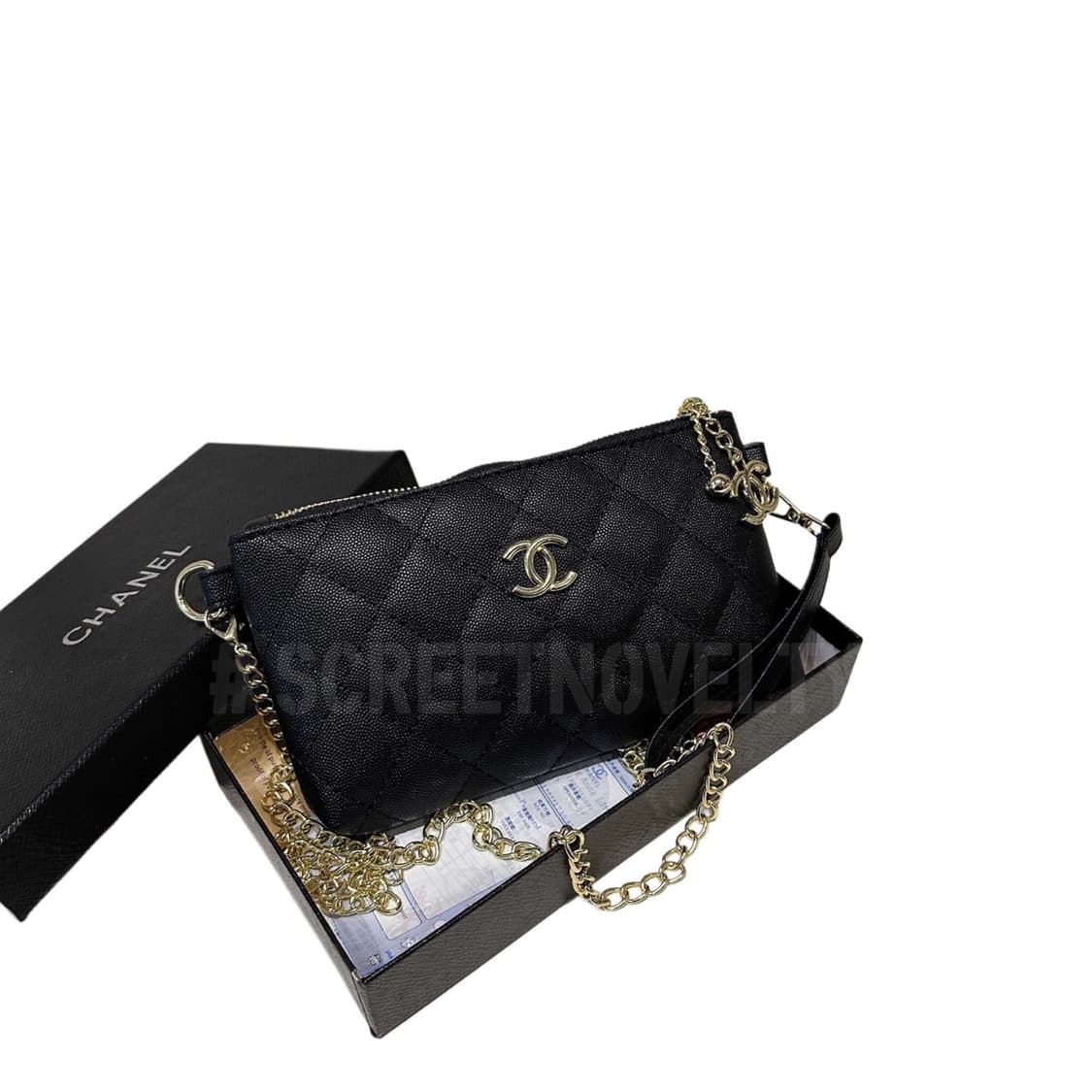 샤넬뷰티 캐비어 미니 체인 클러치 백 블랙 풀박스 상품이미지9