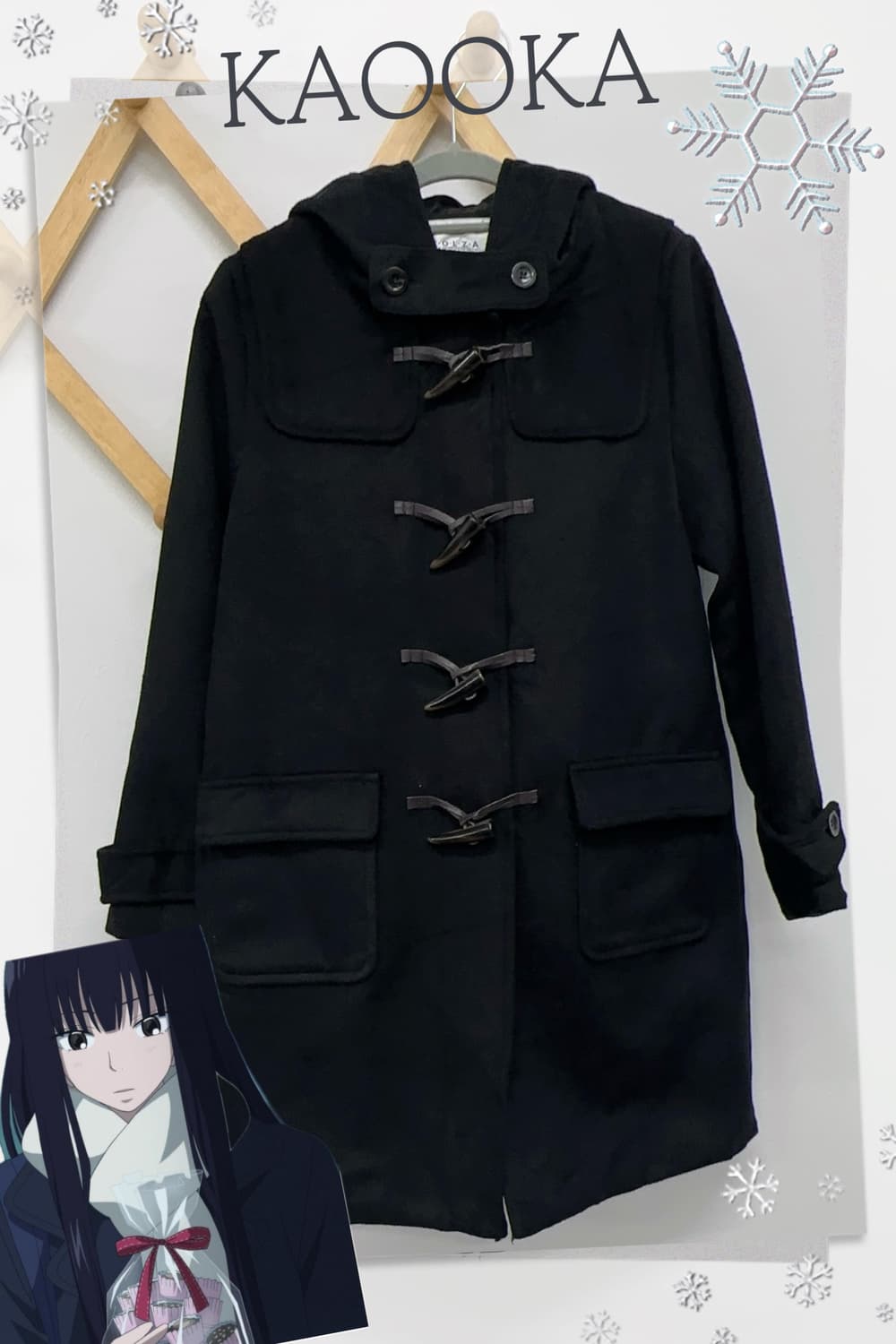 ❄️사와코깔 미디 블랙 떡볶이 코트 ❄️ 그런지 러블리 학생 고갸루 상품이미지1