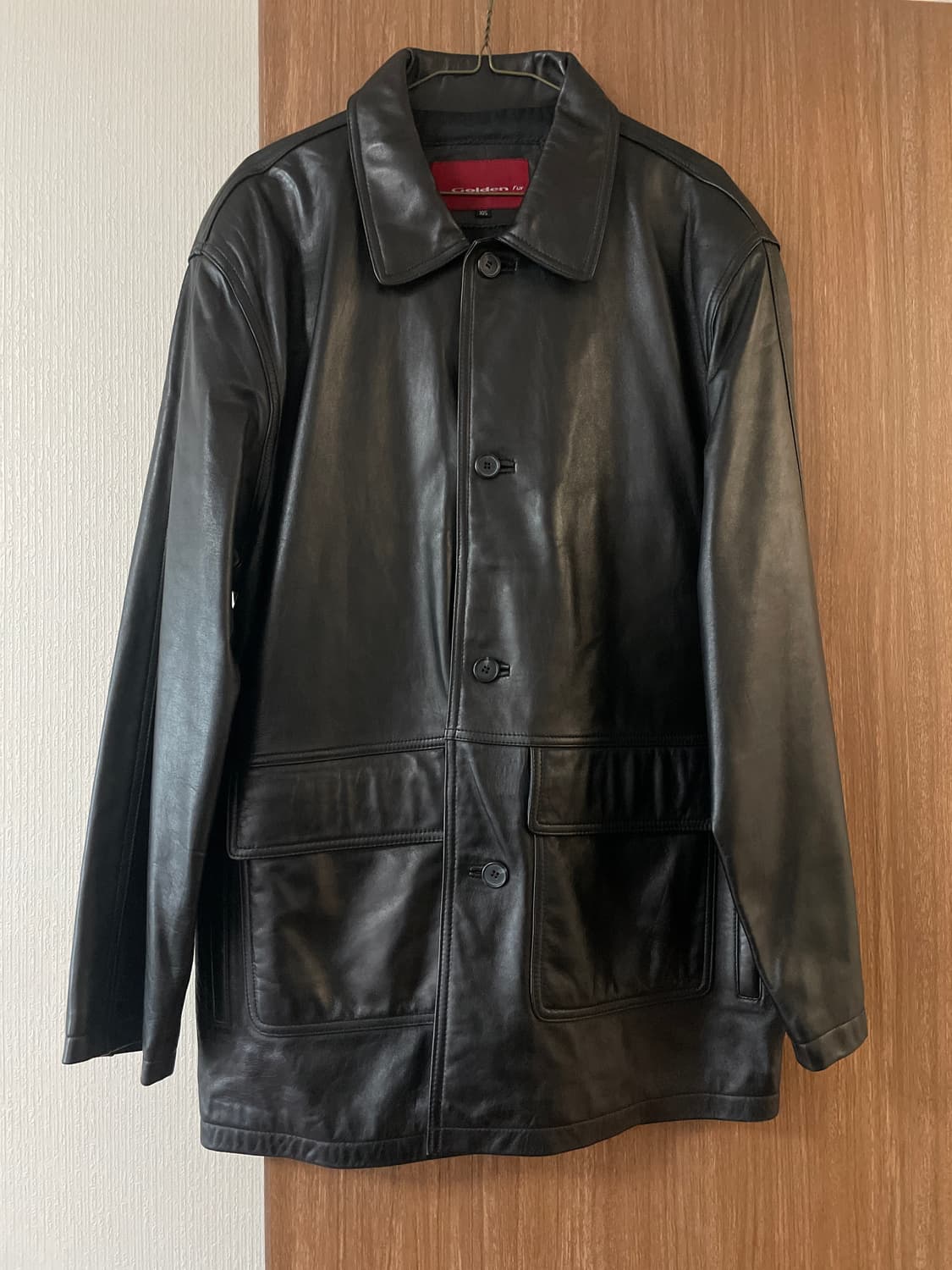 웨스턴 무드 양가죽 램스킨 4버튼 레더 카 코트 상품이미지2