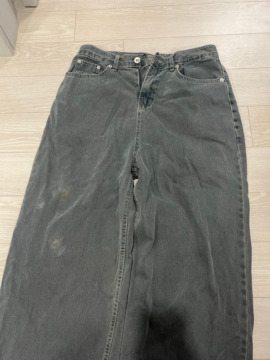 키도 unisex 와이드피그먼트 데님 팬츠 상품이미지3