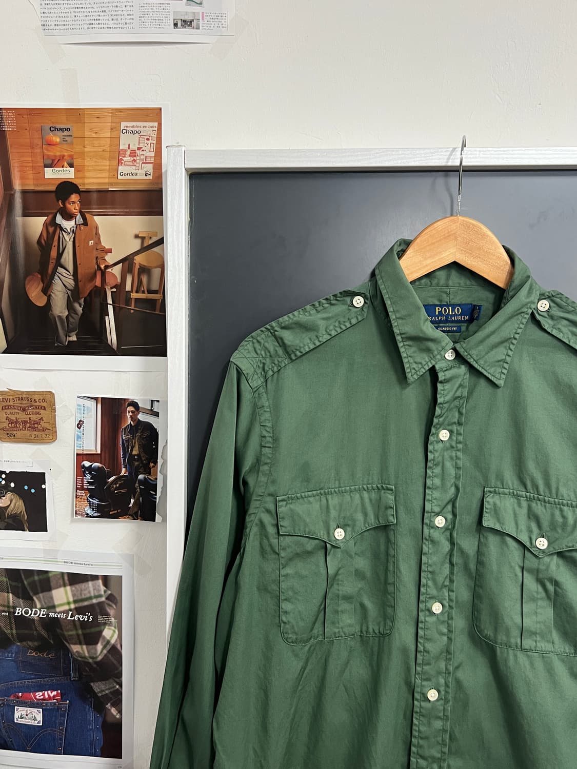 Polo Ralph Lauren 견장 포켓 밀리터리 솔리드 셔츠 상품이미지1