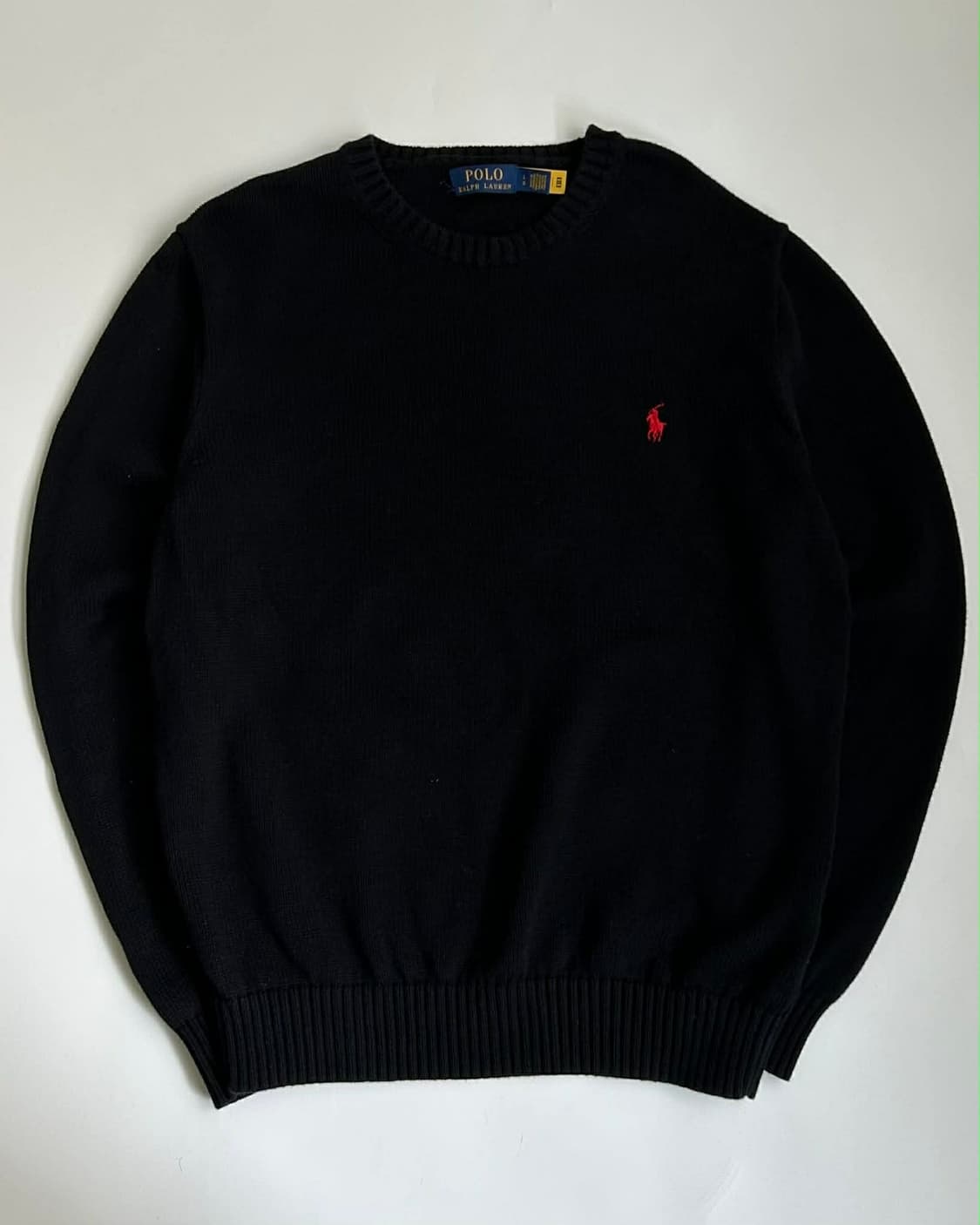 [L] 폴로 랄프로렌 신형 큐알 블랙 크루넥 코튼 니트 스웨터 상품이미지1