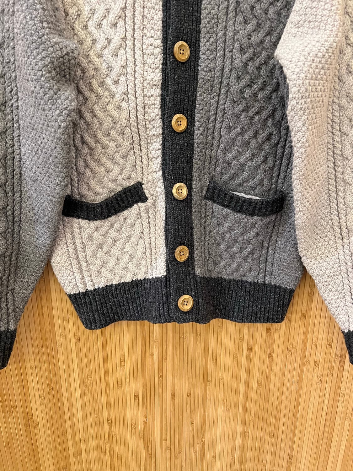 BEAMS 빔즈 M사이즈 아란 니트 가디건 그레이 상품이미지5