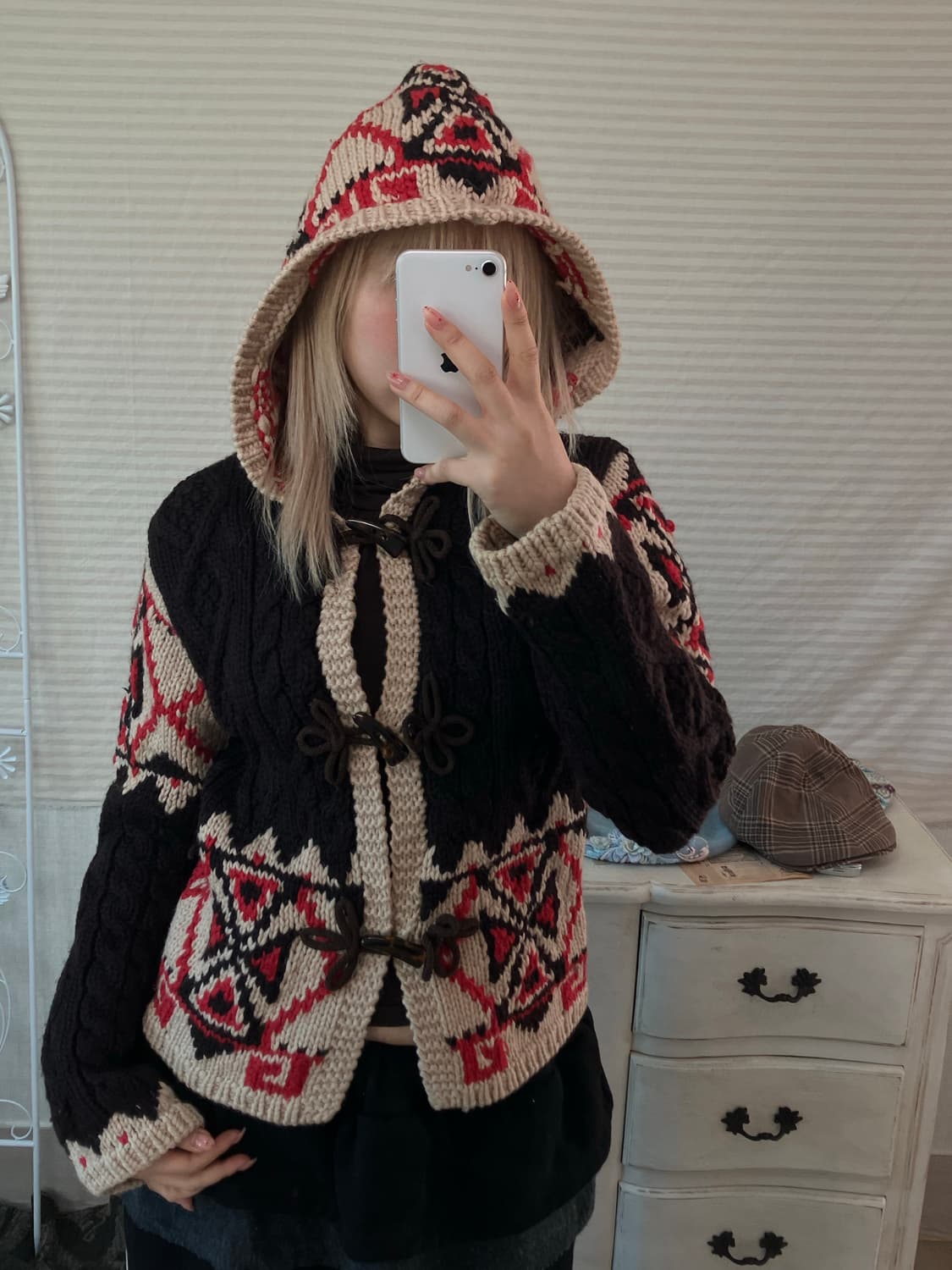 jpn vintage 코위찬 후드 니트 가디건  상품이미지5