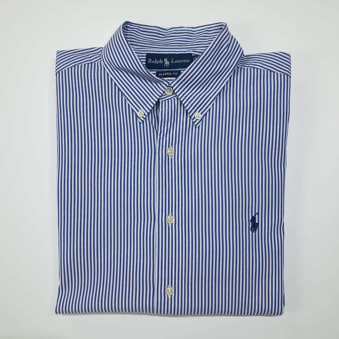 CL711 XL 폴로 90s 홍콩판 블루 스트라이프 셔츠 남방 상품이미지7