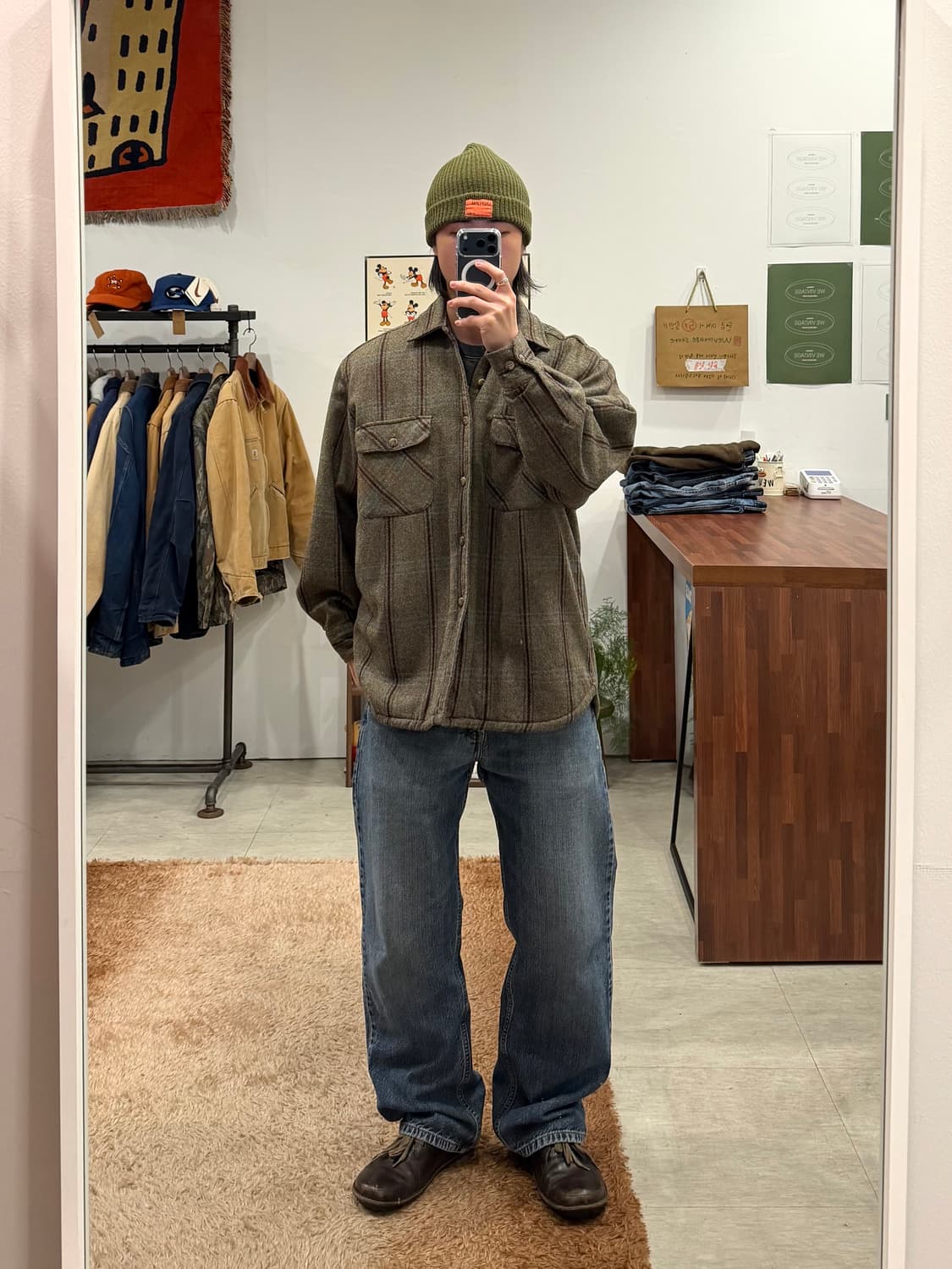 Vtg 빈티지 쉐르파 울 체크 셔츠 (Fabric by Italy) 상품이미지2