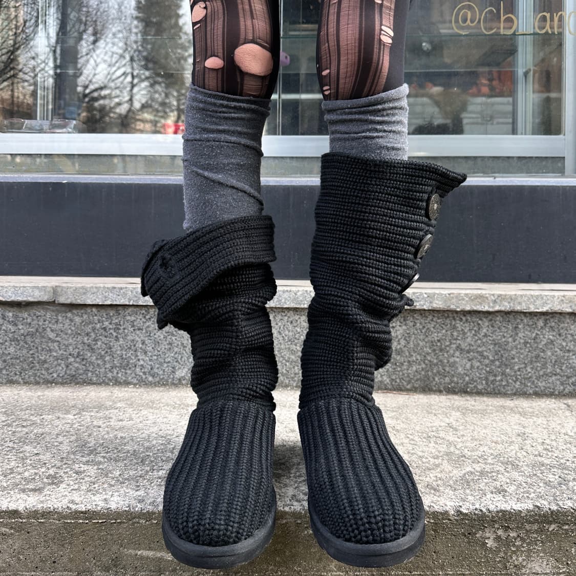 00s 블랙 니트 카디 어그 부츠 상품이미지4