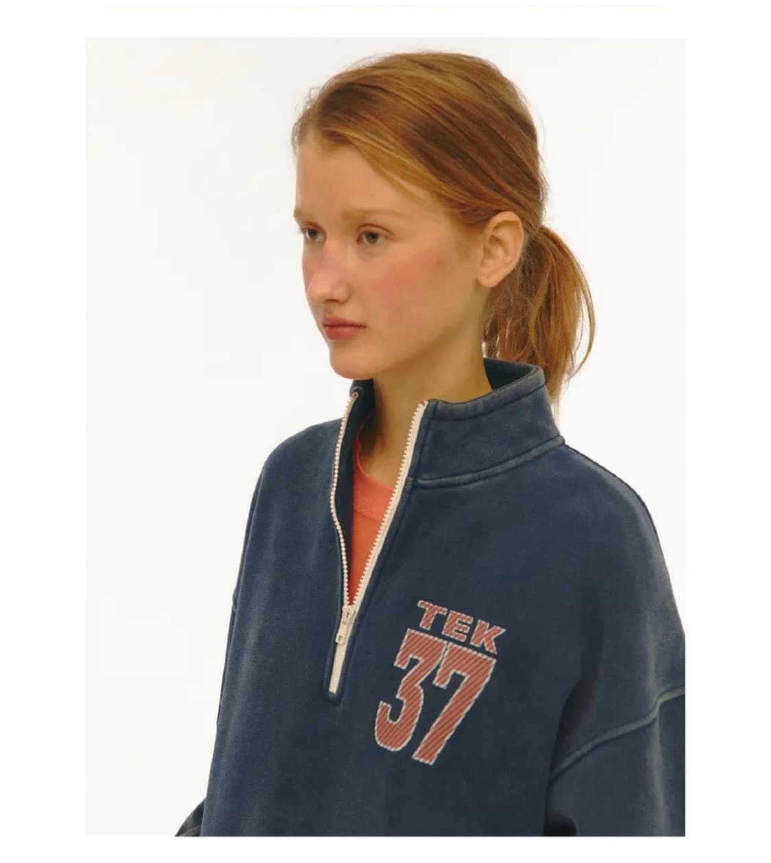 테켓 하프집업 맨투맨 half zip-up sweatshirt navy 상품이미지4