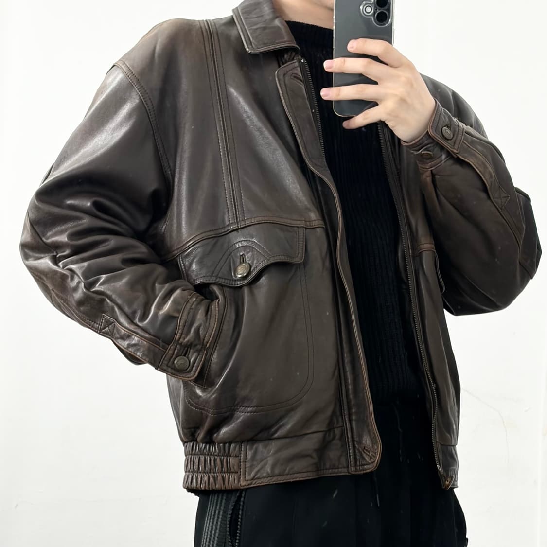 입생로랑 산양가죽 봄버 자켓 상품이미지4