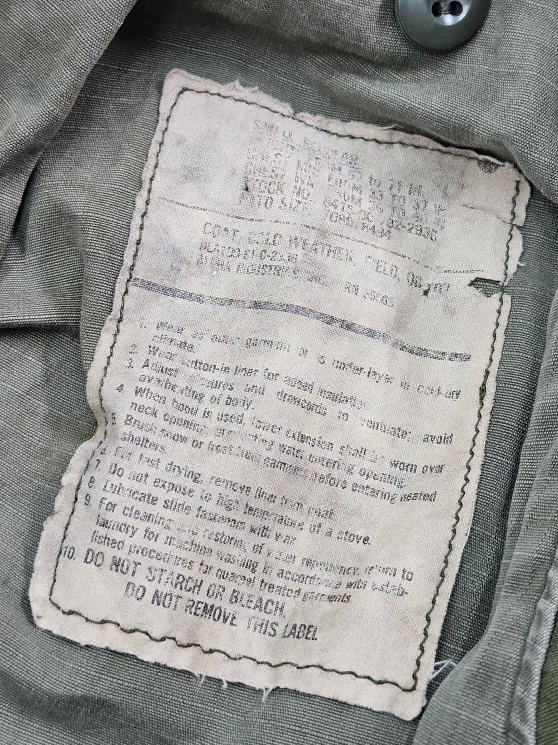 1980's 오리지널 M65 필드자켓 S-R 페이드 상품이미지5
