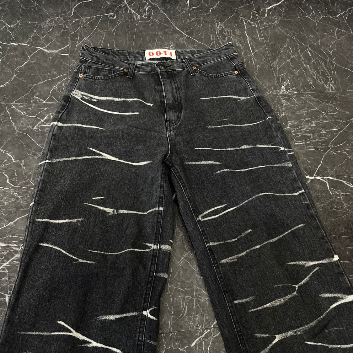 30in 크랙 페인팅 부츠컷 와이드 데님 팬츠 상품이미지4