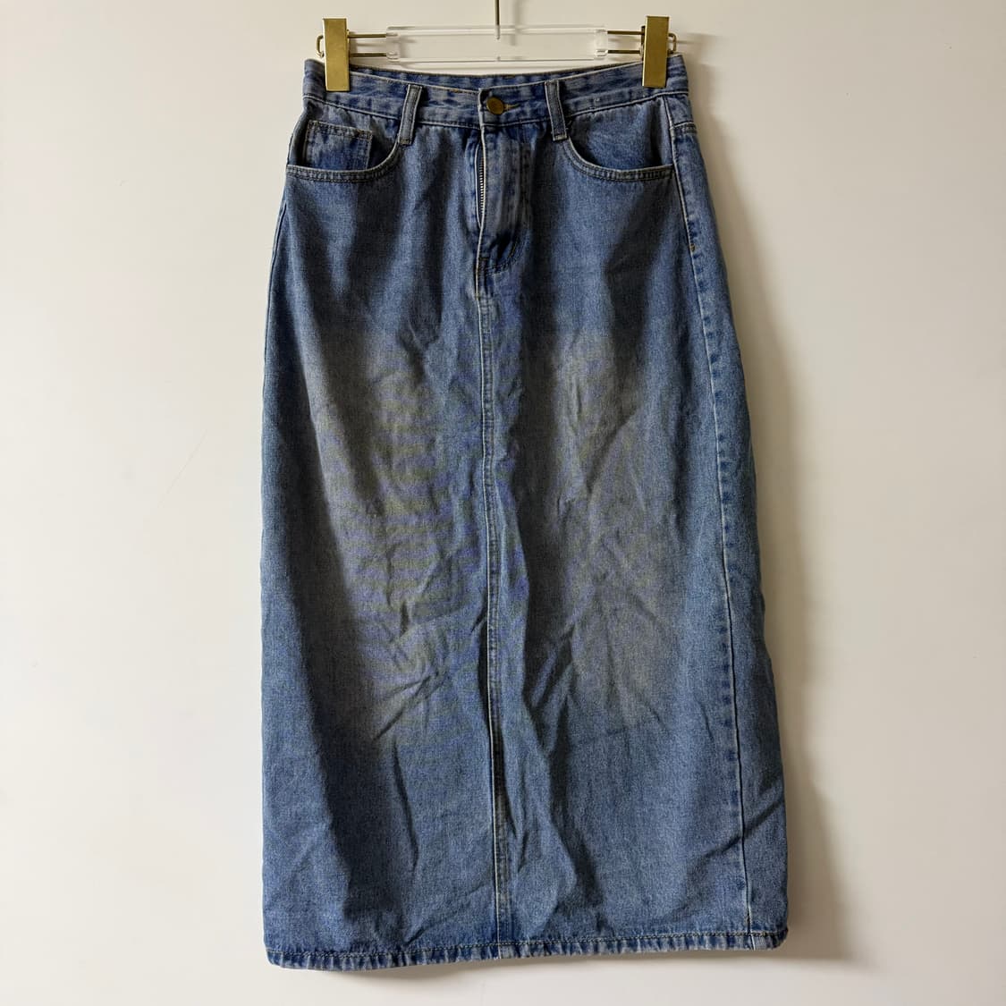 새상품 데님 미디 뒷트임 스커트 M 상품이미지1