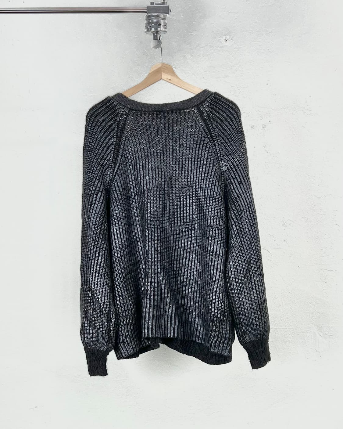 알렉산더 왕 블루 블랙 코티드 히든 포켓 시머 니트 가디건 상품이미지6