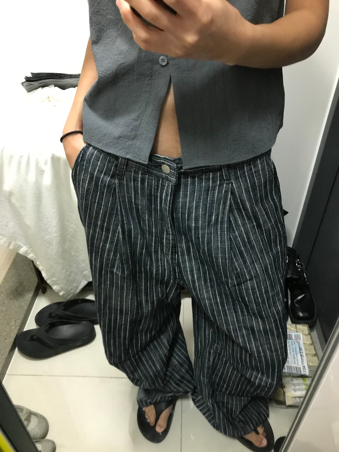 빈티지 스트라이프 오버핏 데님PT 상품이미지2