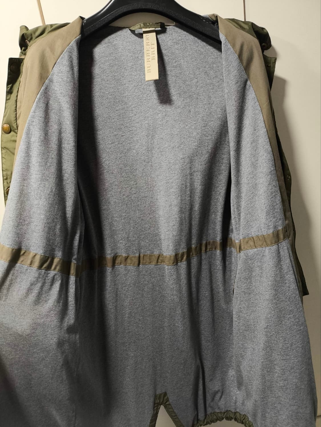 L 버버리 나일론 스트링 후드 야상 모즈코트 카키 상품이미지9