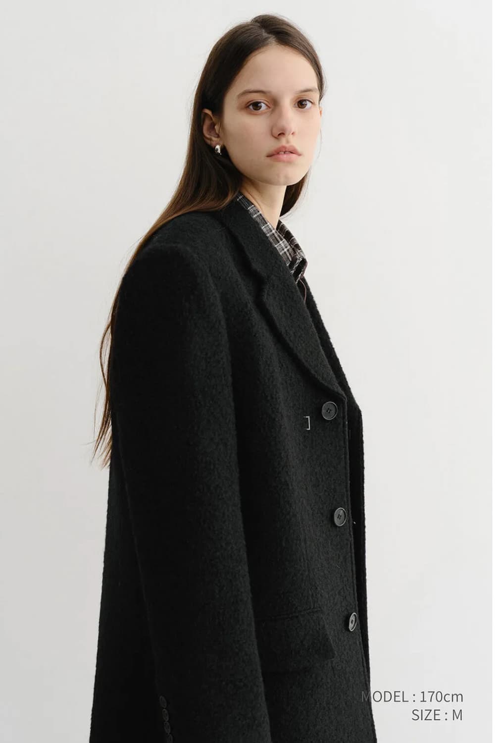 던스트 블랙 부클 울 코트 M (유니섹스) 상품이미지2
