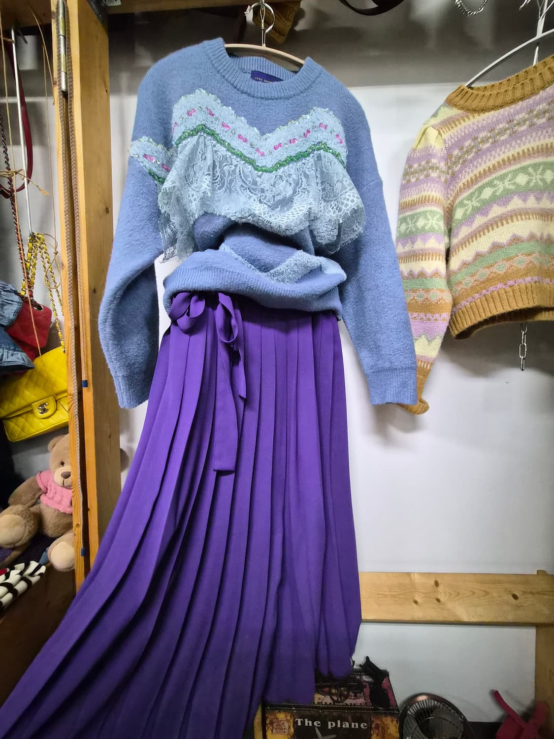 제이드쇼룸 레이스니트. jeikei퍼플 랩 스커트 상품이미지1