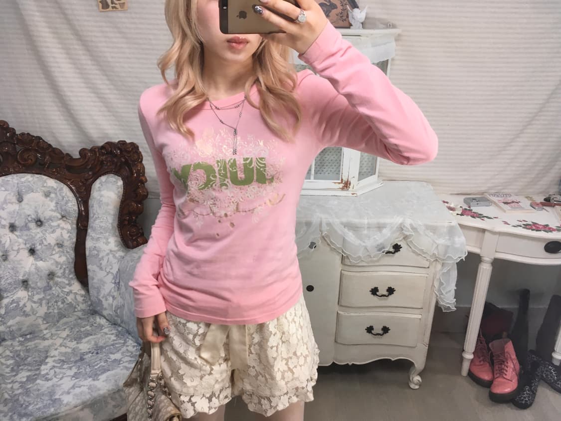 쥬시꾸뛰르 갸루 핑크 롱슬리브 상품이미지1