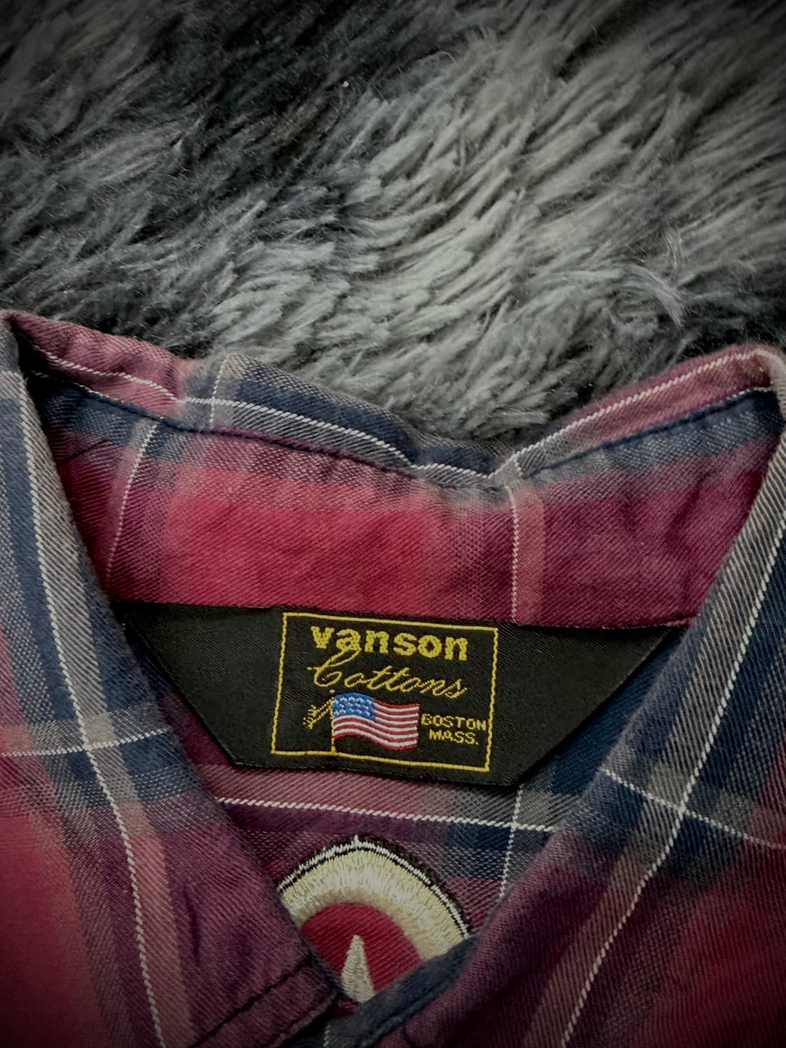 Vanson 스컬 자수 패치 체크 반팔 셔츠 상품이미지9