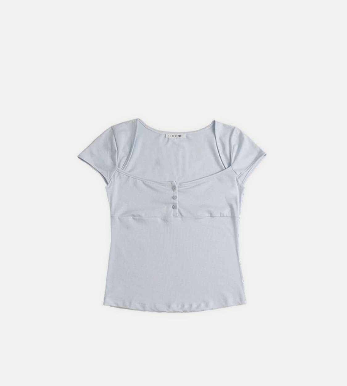 BUTTON LEAF SQUARE T-SHIRT SKY BLUE 상품이미지2