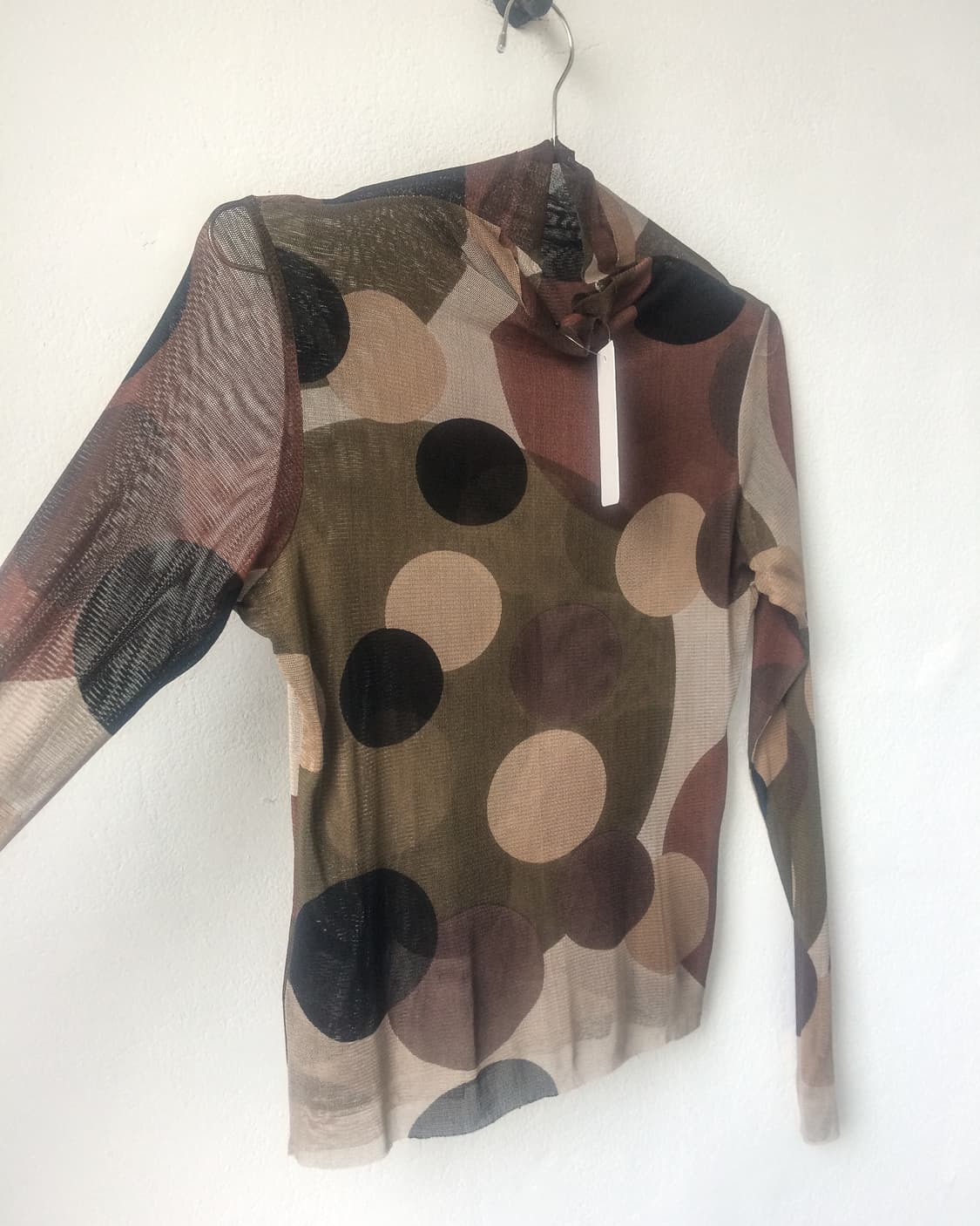 Dot pattern high neck mesh sleeve 상품이미지2