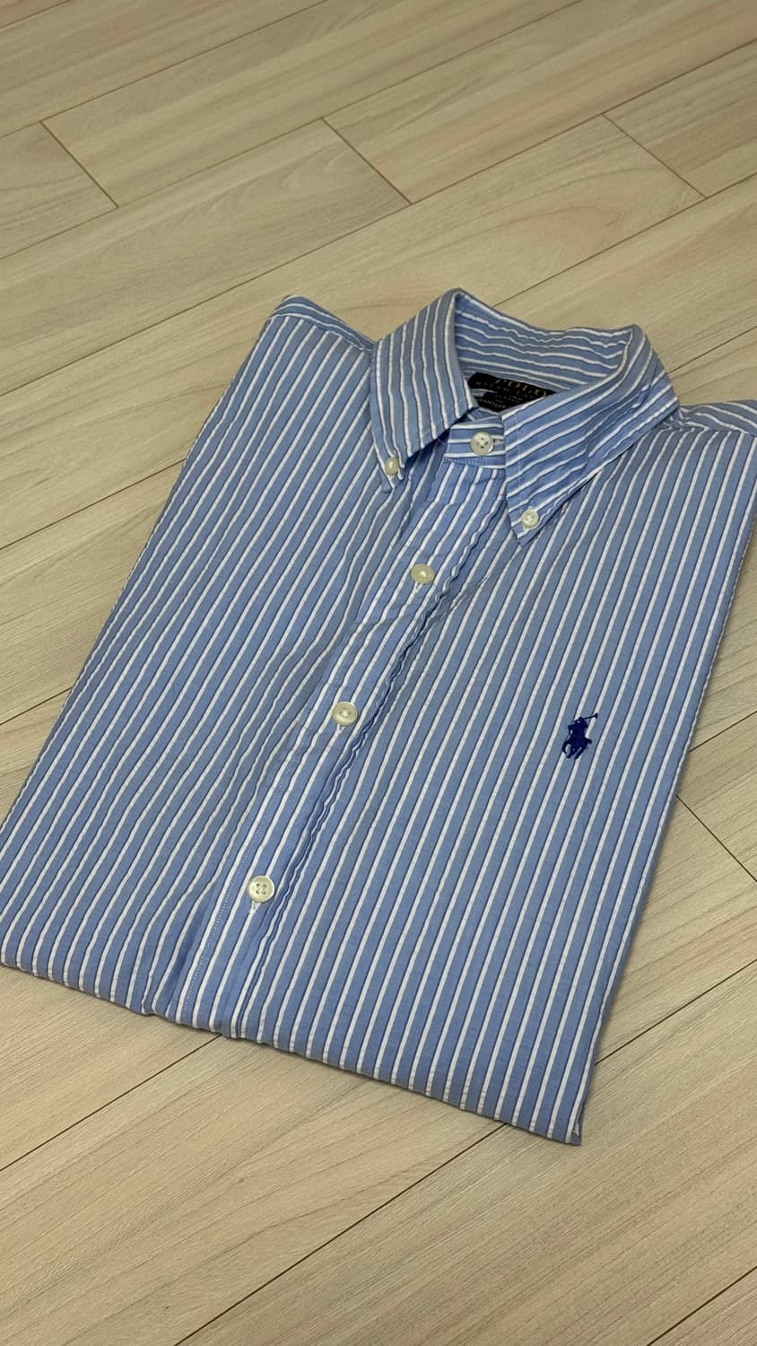 [M] 폴로 랄프 로렌 시어서커 블루 스트라이프 셔츠 QR 상품이미지1