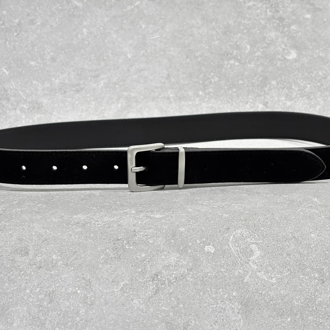 Oribell 새틴 실버 버클 이탈리아 스웨이드 소가죽 베이직 벨트 상품이미지3