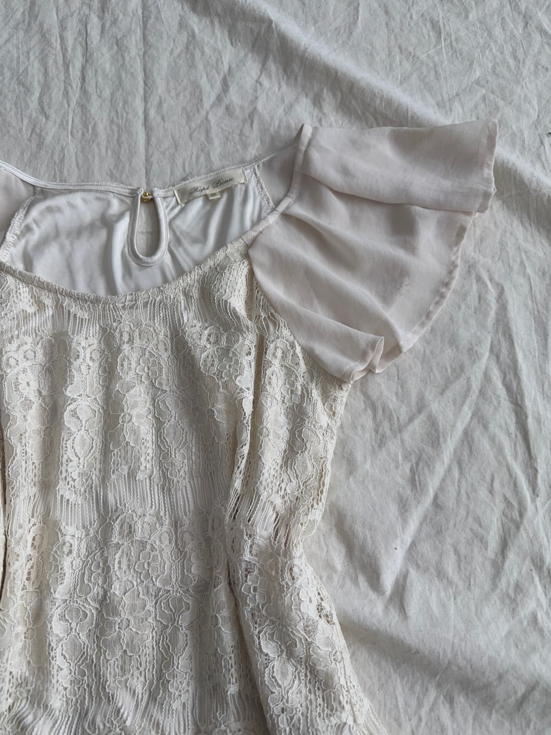 베이지 러블리 페어리 쉬폰 레이스 블라우스 상품이미지2