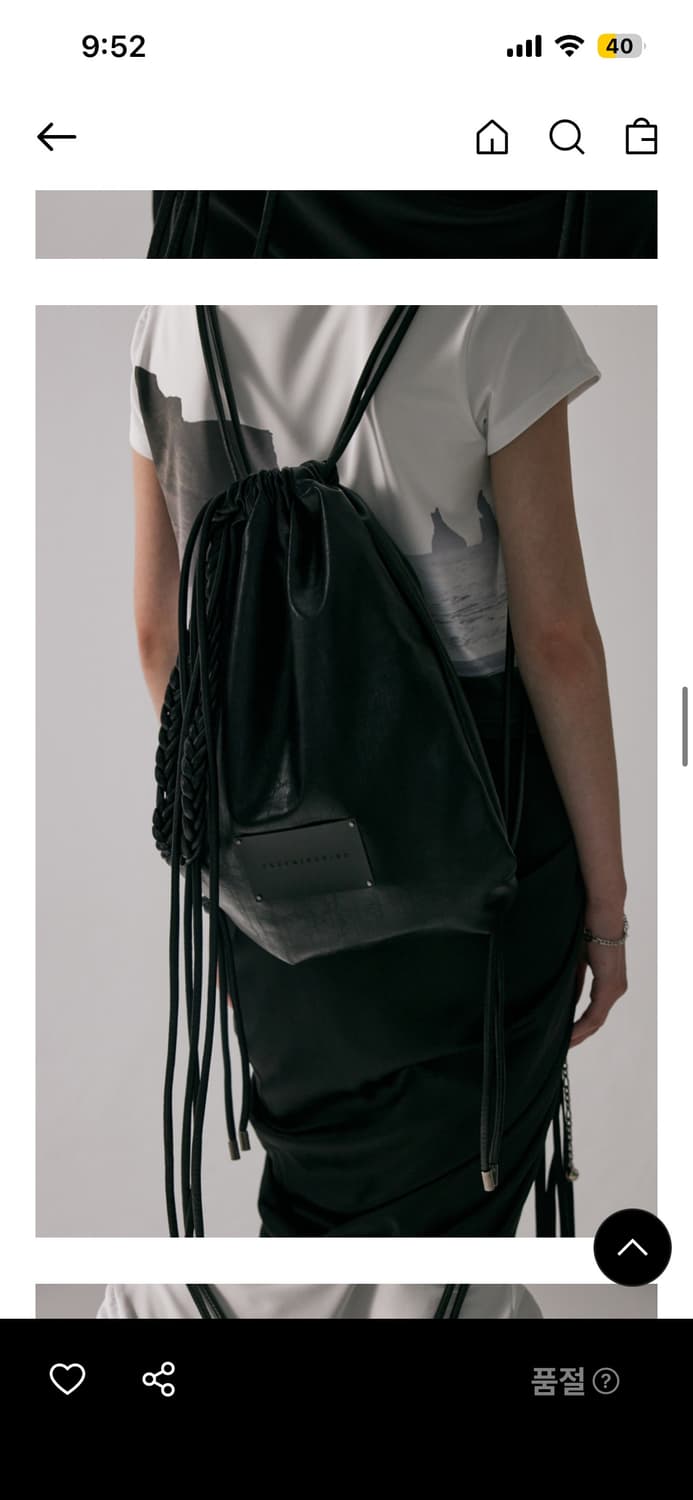 트리밍버드 레더 스트링 백팩 블랙 상품이미지3