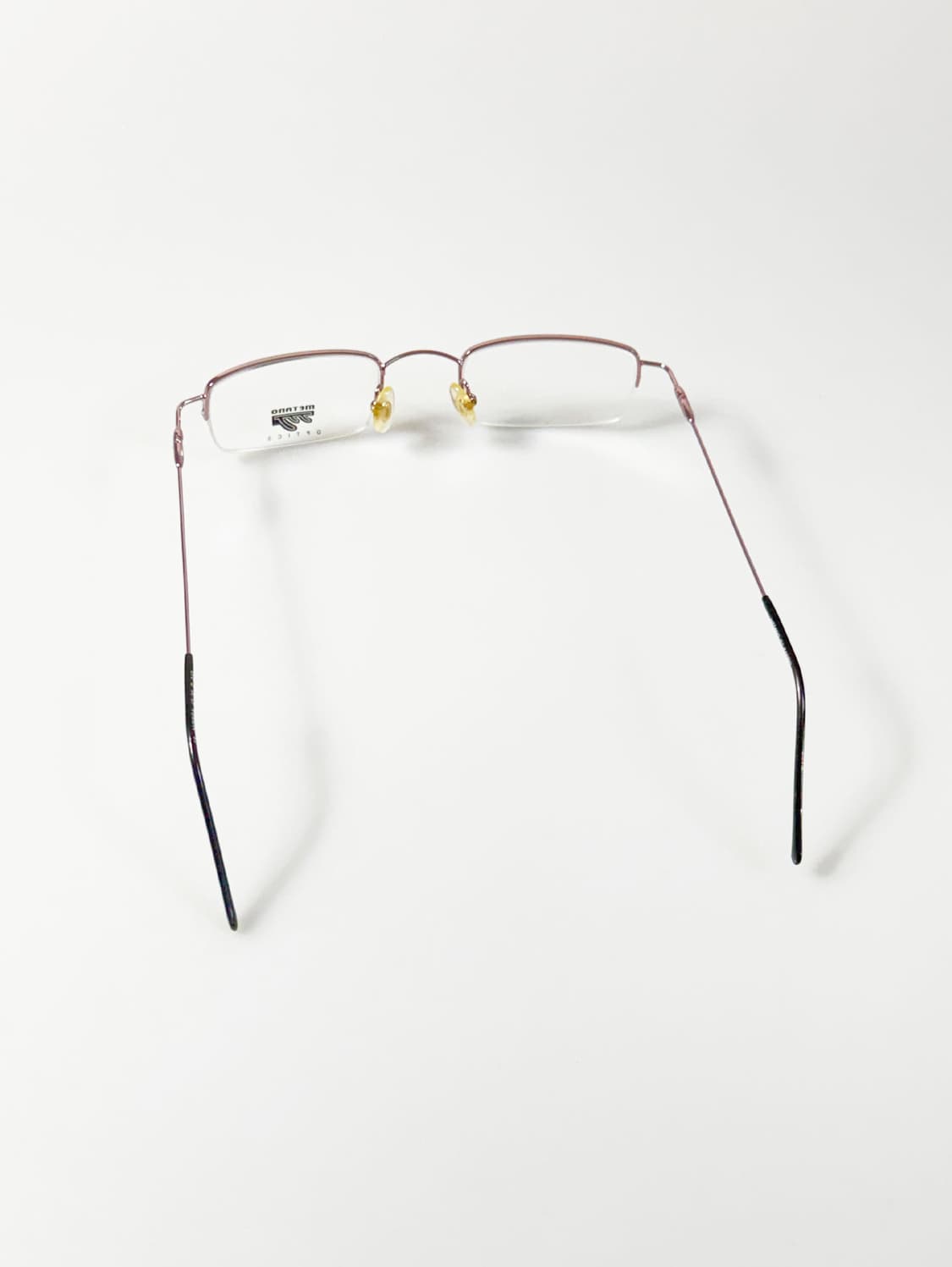 90s METANO 라이트 핑크 메탈 반무테 빈티지 안경 상품이미지5