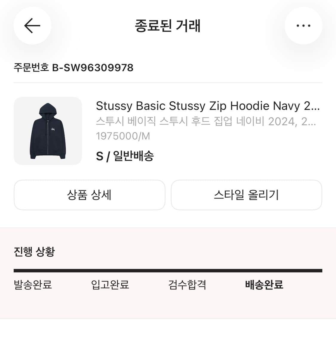 스투시 후드집업 네이비 s 상품이미지4