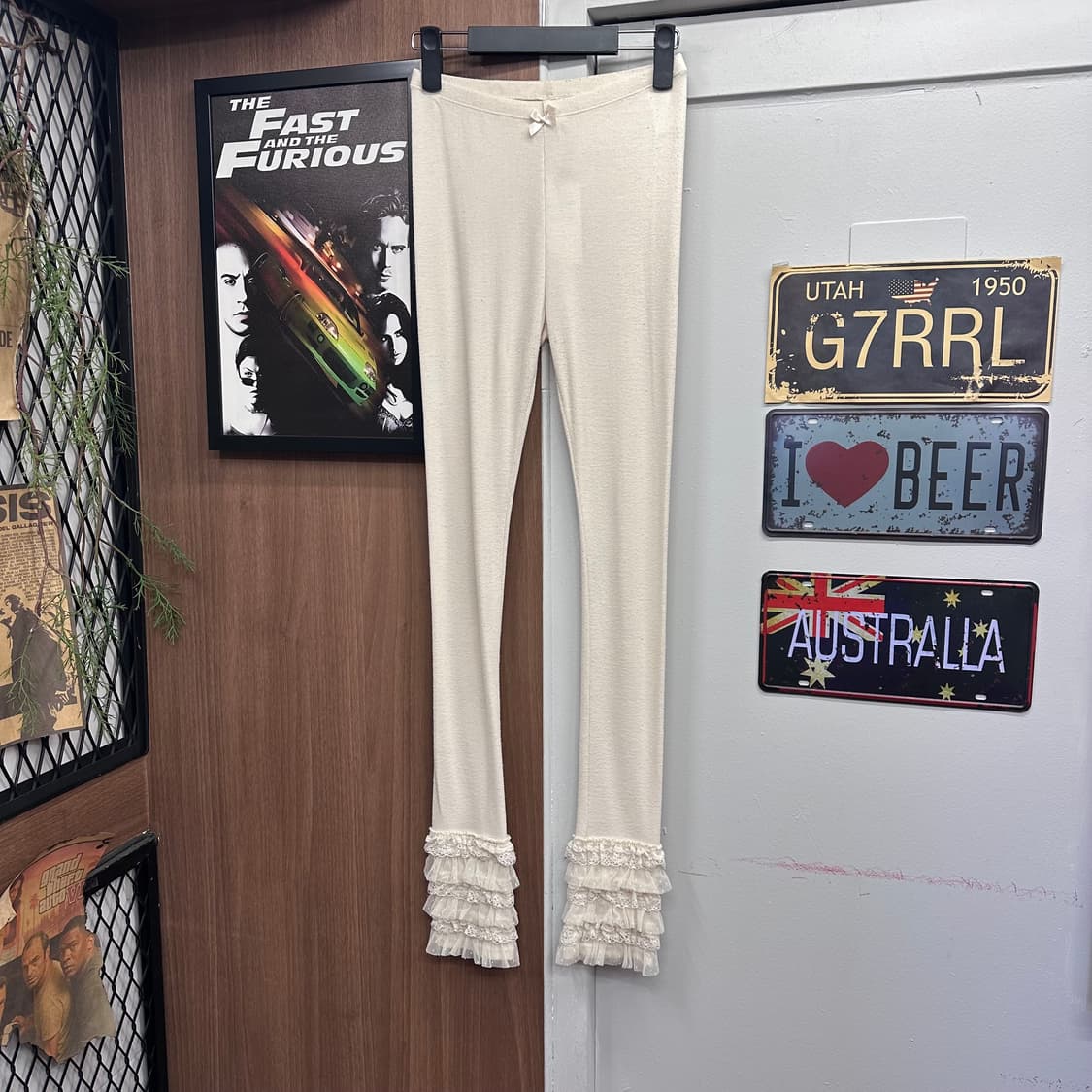 Ivory Lace Detail Cotton Leggings 상품이미지1