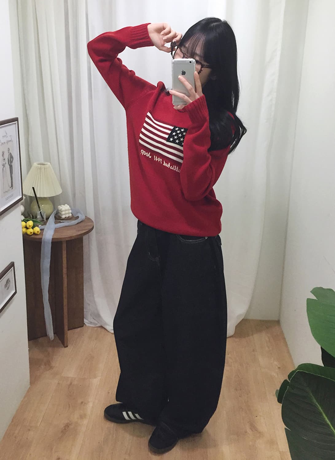 여성 JEEP 성조기 라운드 니트 95 상품이미지1