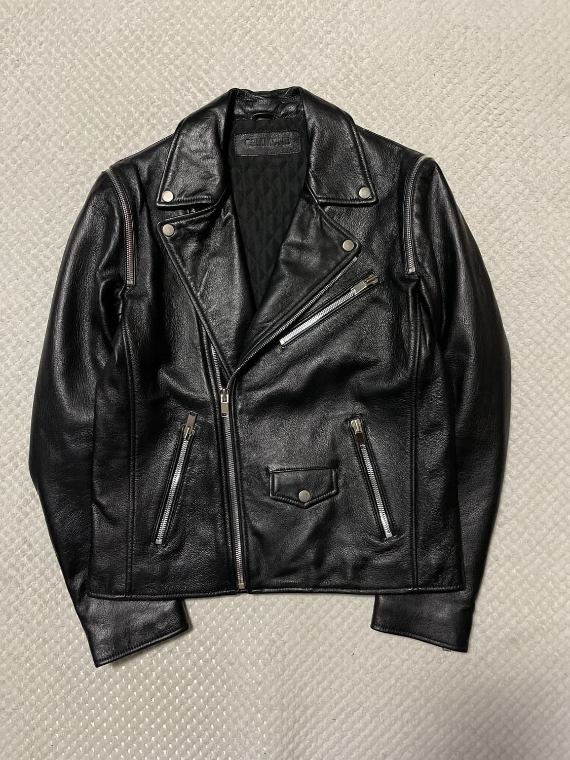 웨스턴 무드 램스킨 양가죽 체인 디테일 레더 자켓 상품이미지1