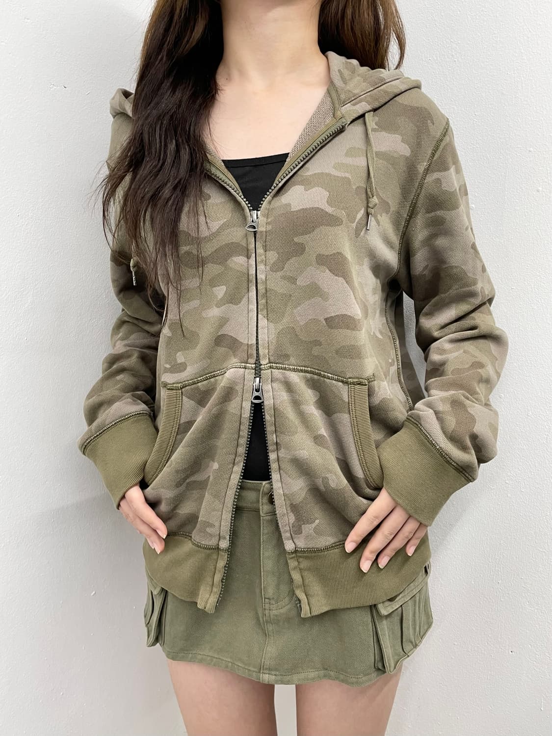 y2k 카모 2way 후드집업 상품이미지1