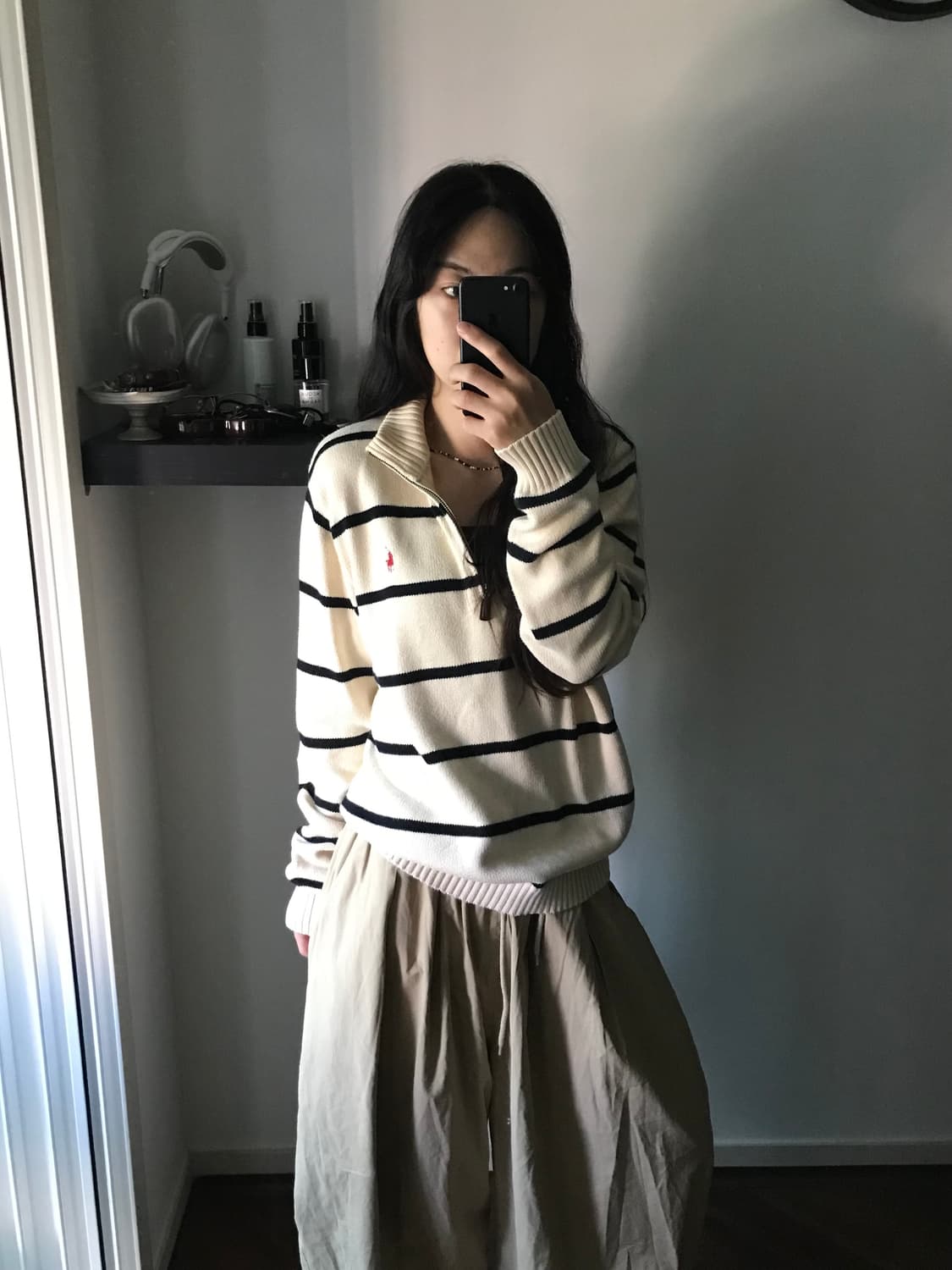 폴로 랄프로렌 포니 스트라이프 코튼 반집업 니트 상품이미지3