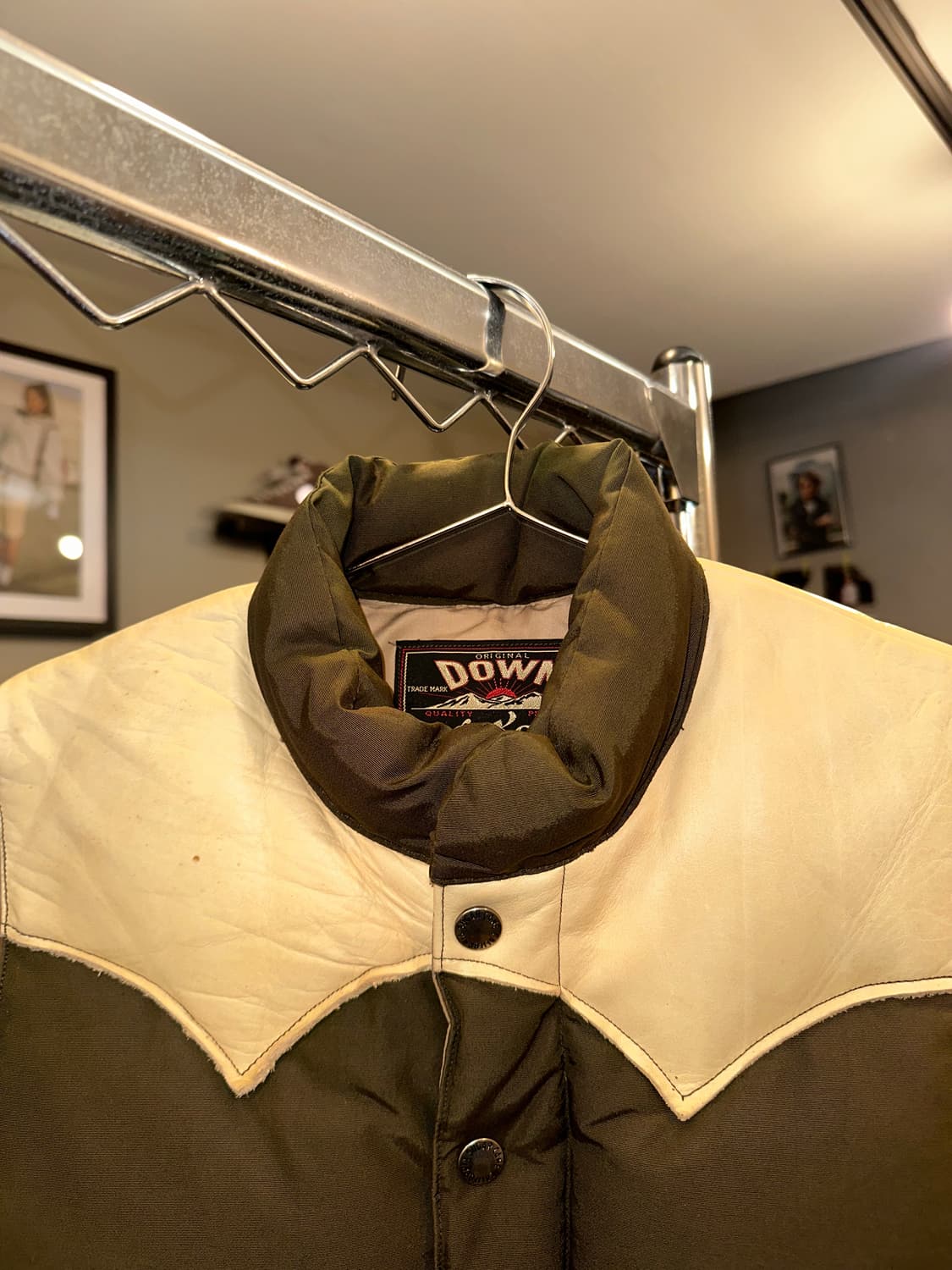 Sugar Cane leather yoke T/C down vest 상품이미지5