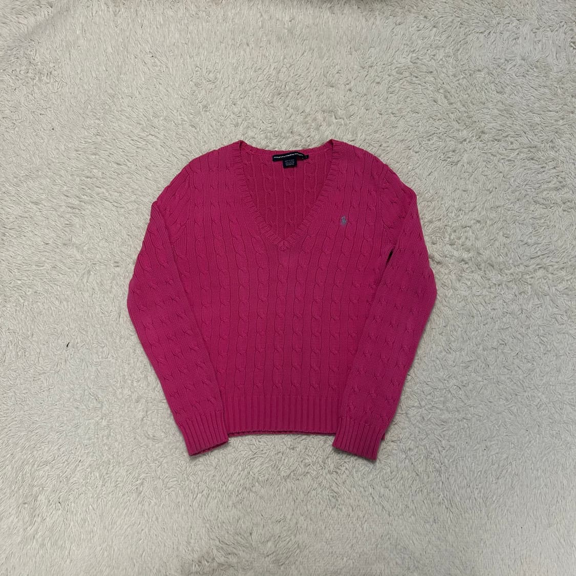 Polo Pink V-Neck Cable Knit 상품이미지4