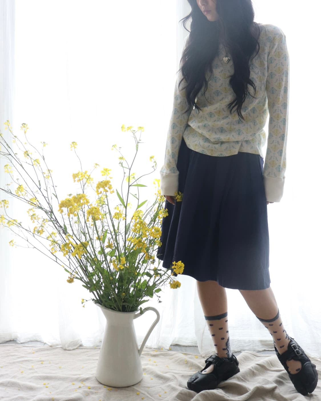 [MHL] Navy Midi Skirt 상품이미지2