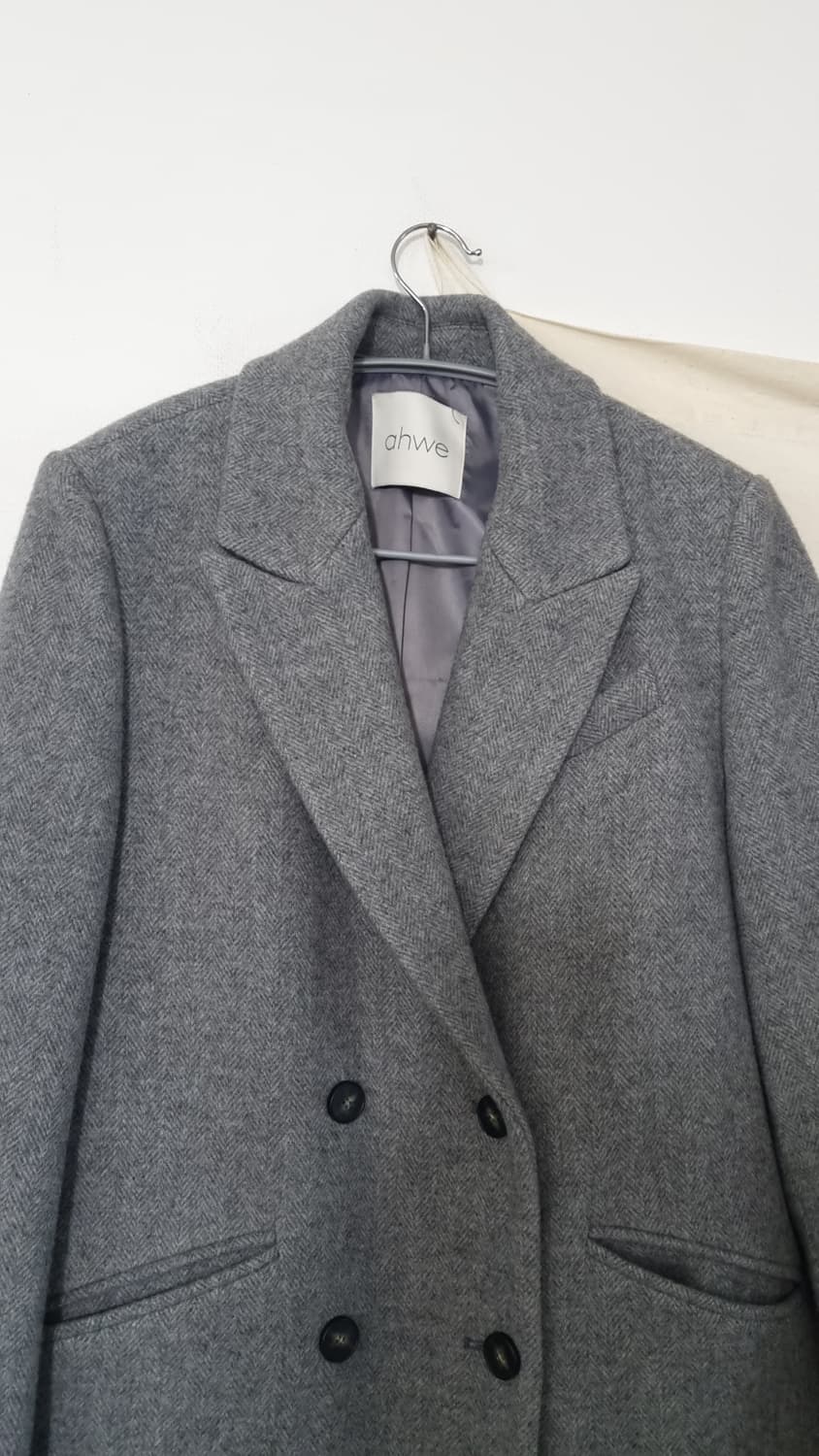 ahwe 그레이 헤링본 롱 모*캐시 혼방 코트 S 상품이미지2