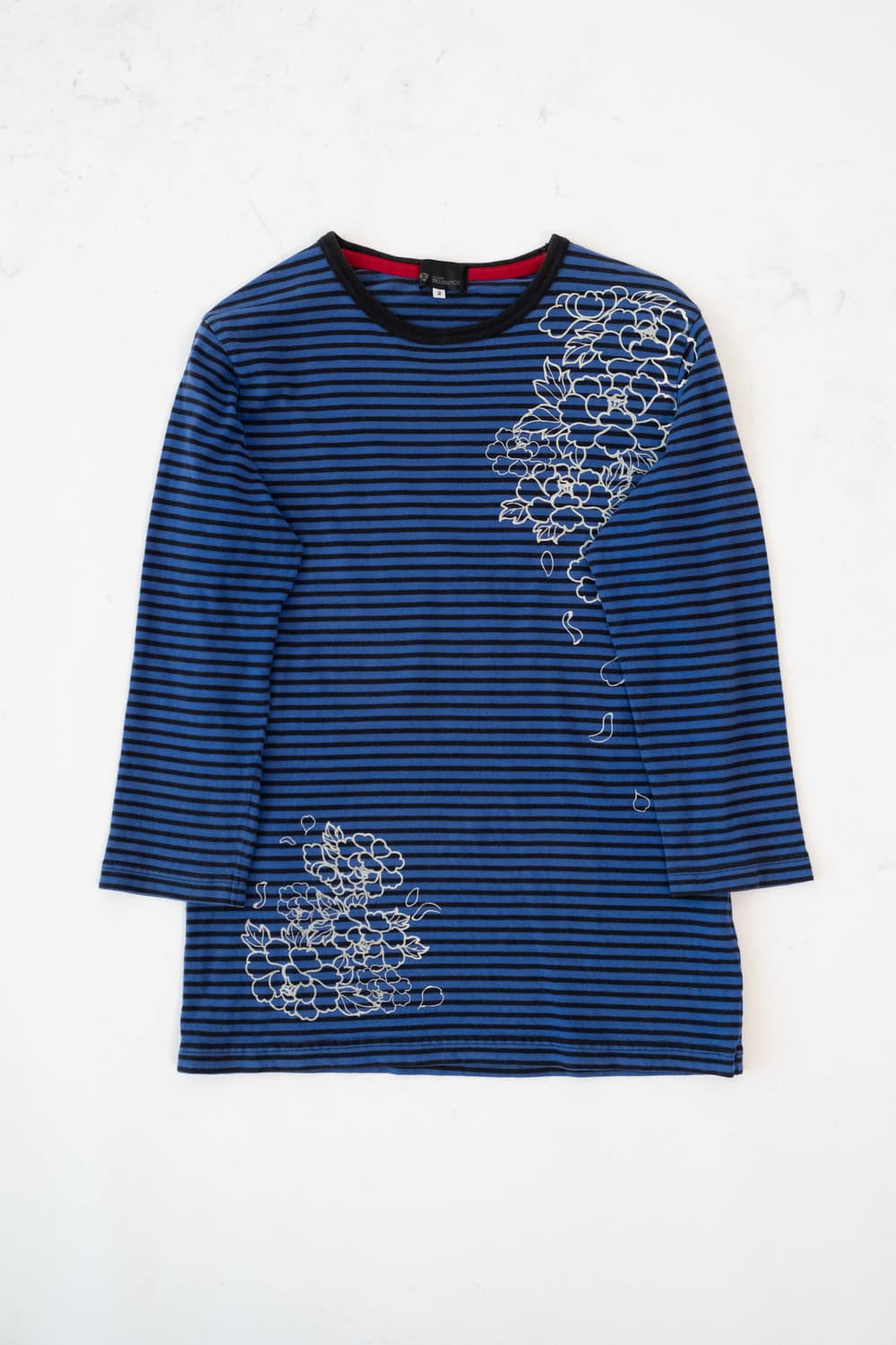  Stripe flower piping cotton T-shirts 상품이미지1