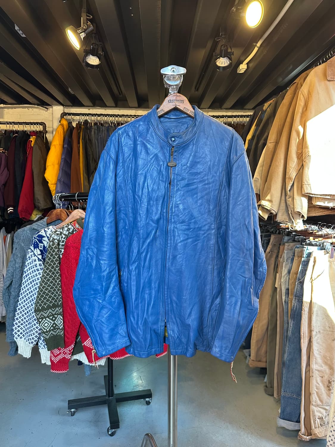 80s Bates 헤비 리얼 레더 모터사이클 레이싱 자켓 상품이미지1