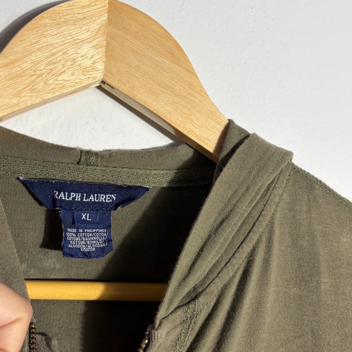 폴로 스티치 포인트 카키 후드집업 (무료배송) 상품이미지3