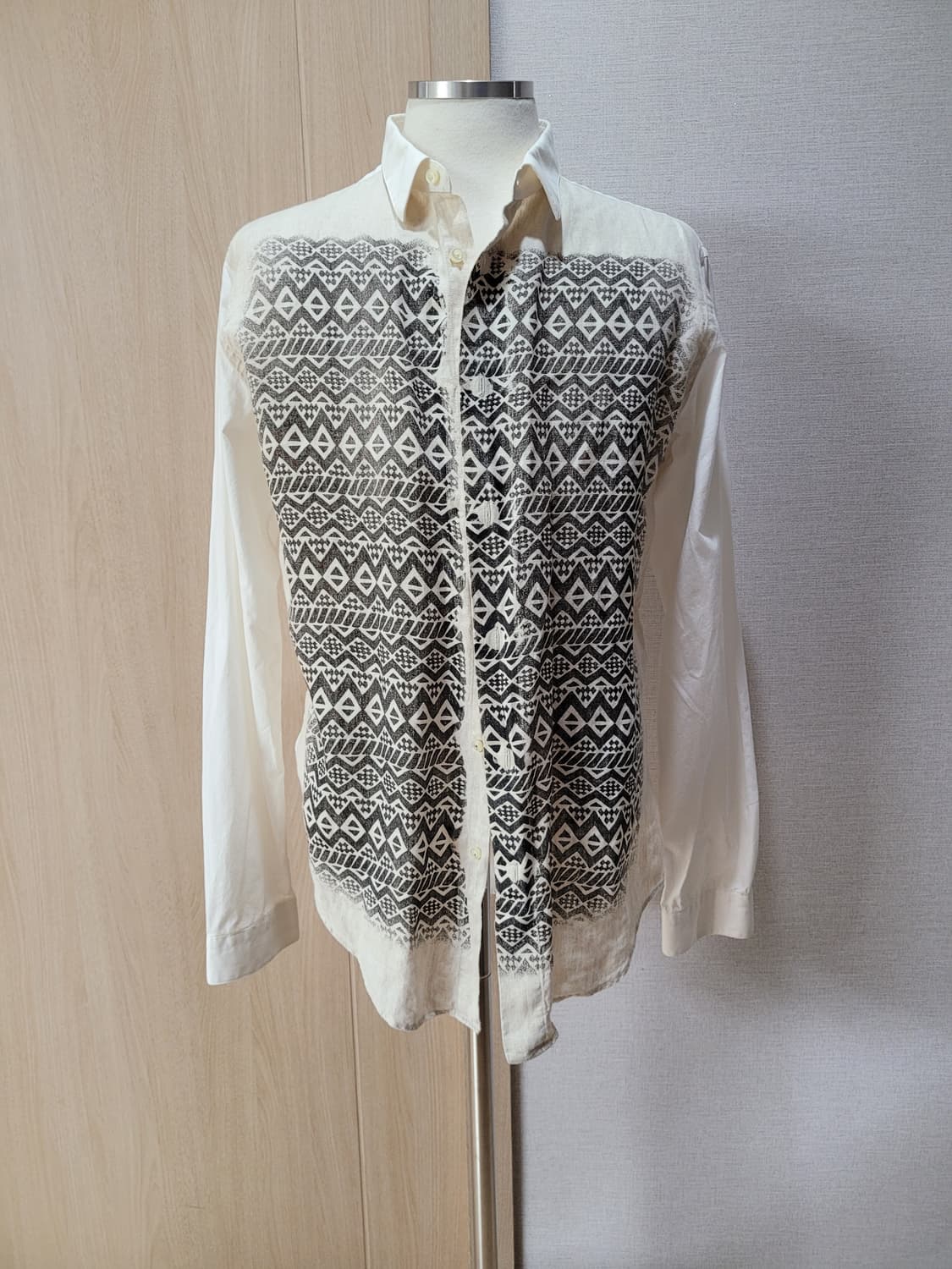 자라맨 ZARAMAN 에스닉 패턴 셔츠 105 화이트 상품이미지1