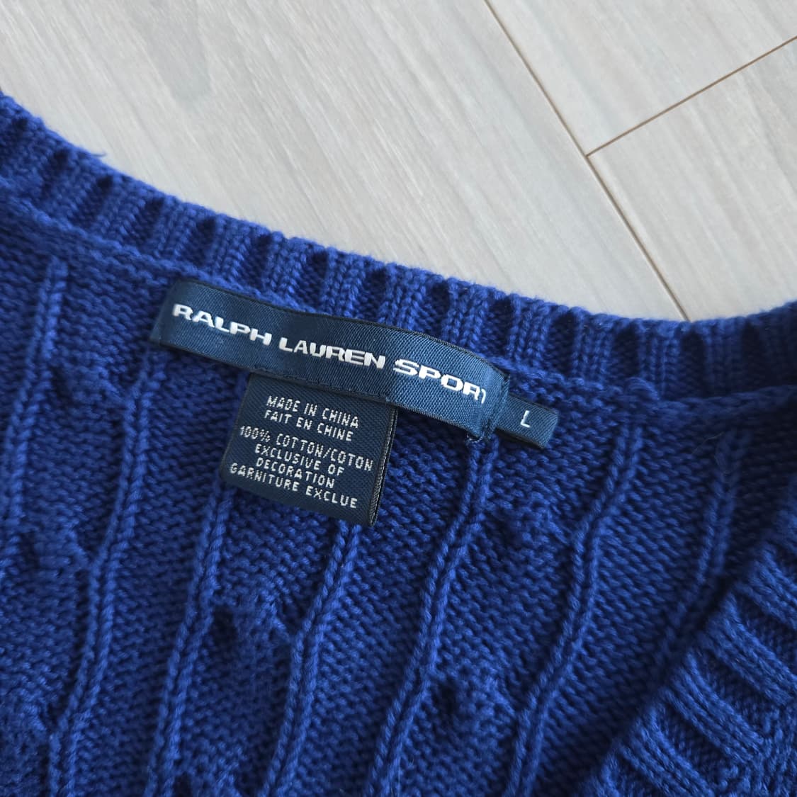 폴로랄프로렌  케이블블루폴로니트 꽈배기브이넥스웨터 파랑색 라지 L 상품이미지3