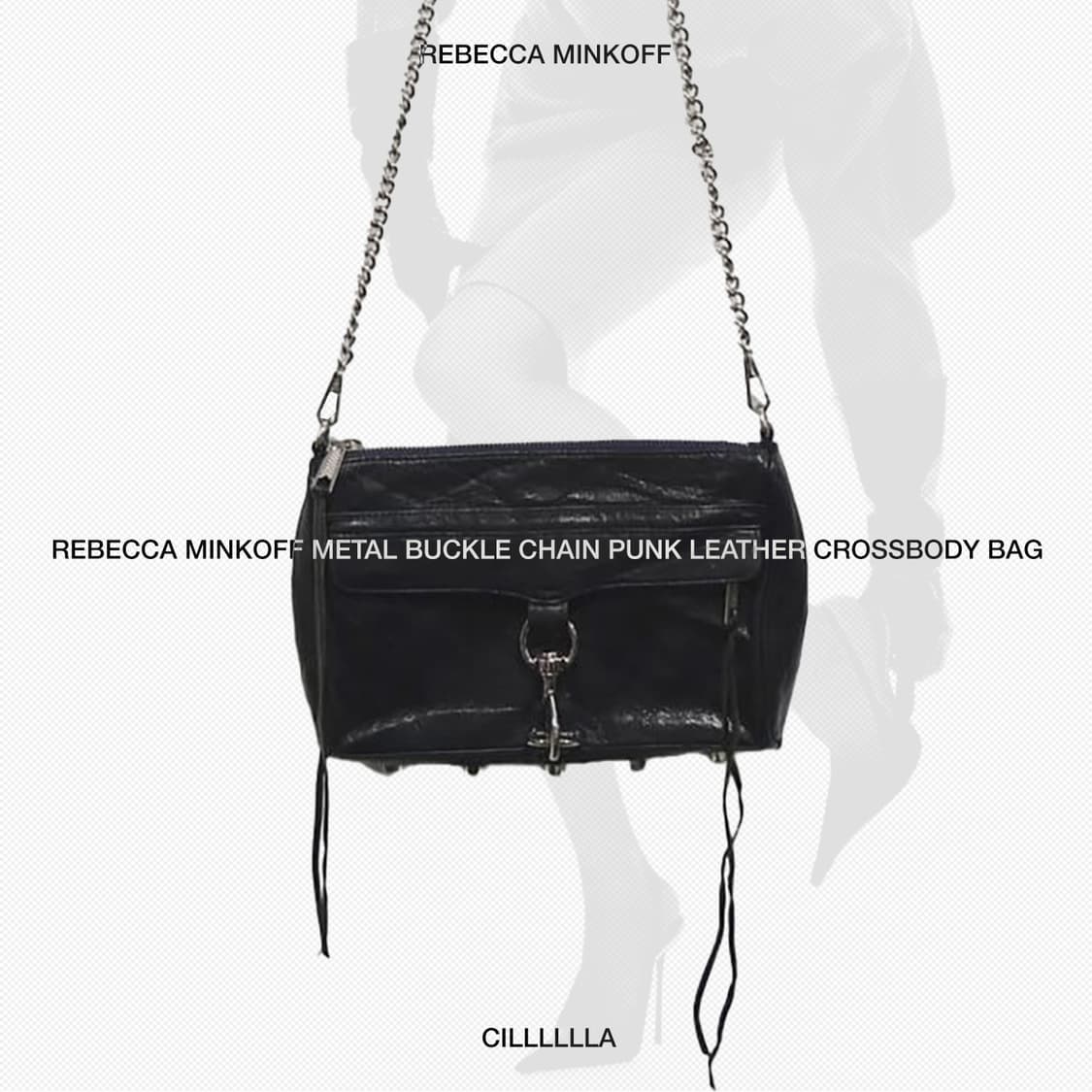 REBECCA MINKOFF 메탈버클 체인 펑크 레더 크로스백 상품이미지1