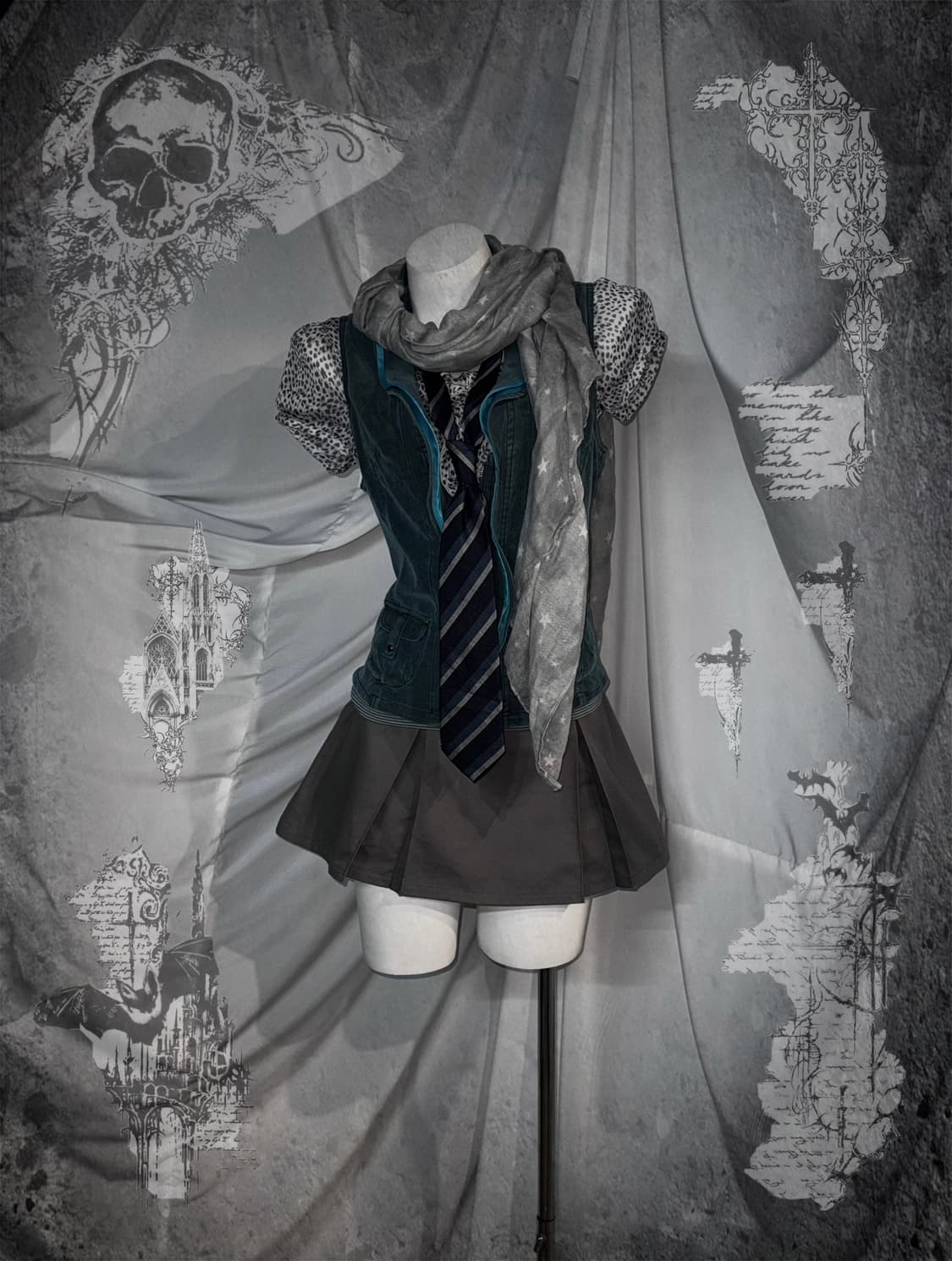 민트 레오파드 데일리 미쿠프레피 코디세트 상품이미지1