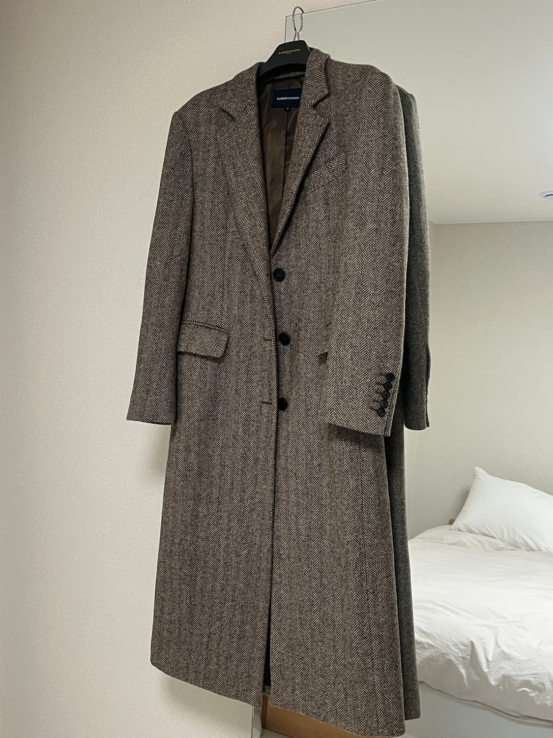 킨더살몬 헤링본 울 코트 상품이미지1