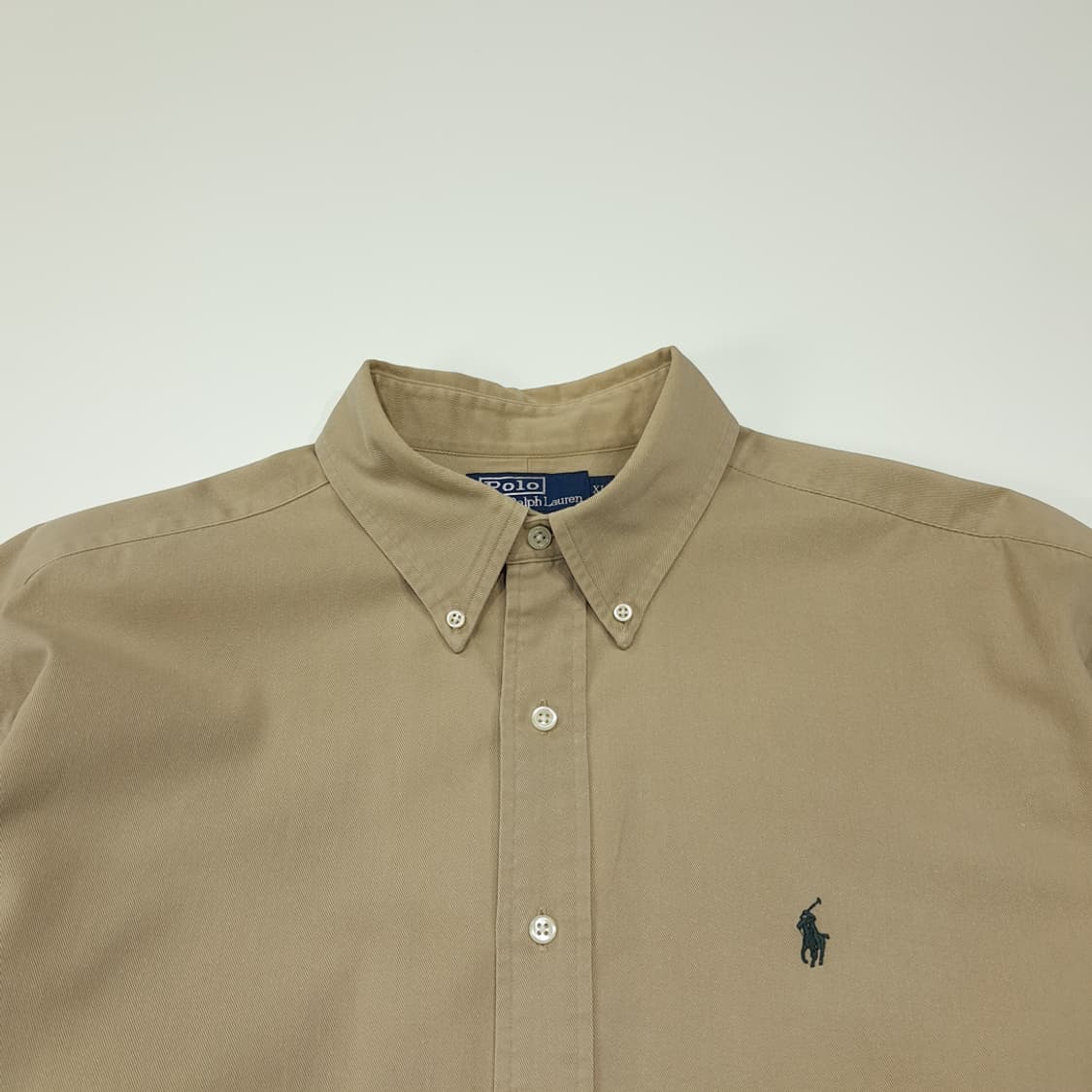 CL405 XL 폴로 90s 코튼 버튼다운 베이지 셔츠 남방 상품이미지2