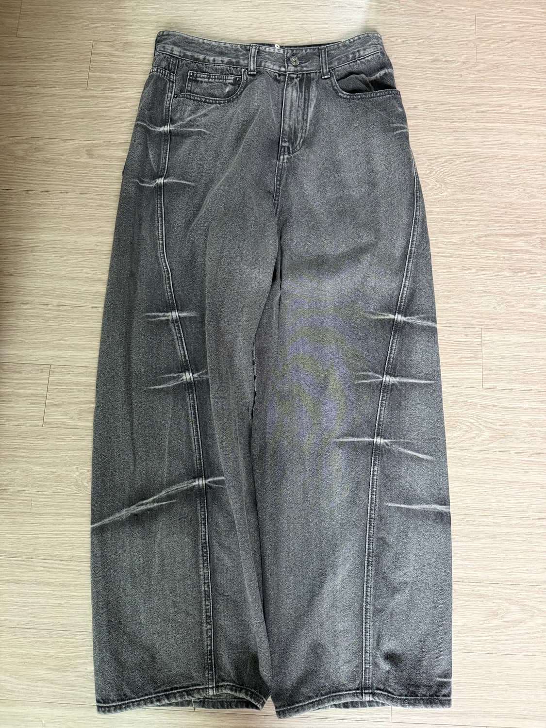 매종미네드 핀치 와이드 데님 그레이 상품이미지2